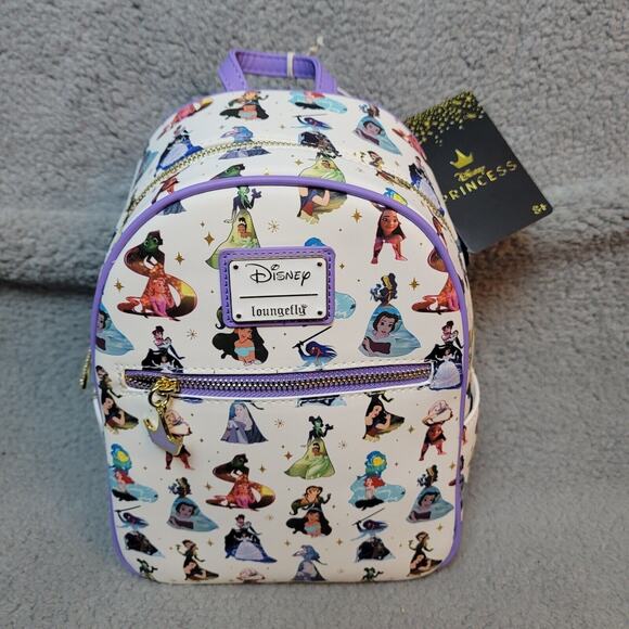Loungefly Disney Princess Mini Backpack Princess Silhouette Purple White NEW - Picture 5 of 11